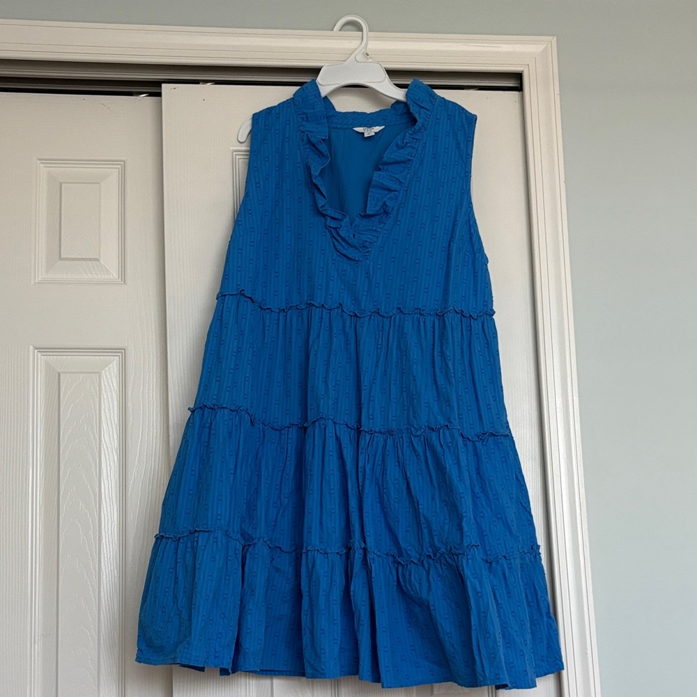 Crown & Ivy Vibrant Blue Tiered Mini Dress